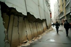 AI generated Foreboding Large crack building. Generate Ai photo