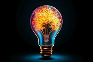 AI generated Original Lightbulb brain creative. Generate Ai photo