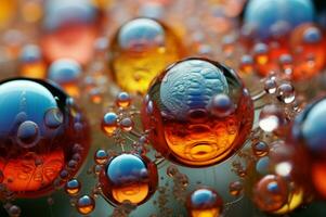 AI generated Shimmering Macro water bubbles. Generate Ai photo