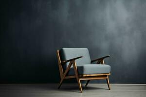 AI generated Modern Interior wall blue armchair wood. Generate Ai photo