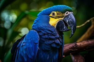 ai generado colosal jacinto guacamayo pájaro. generar ai foto