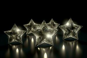 AI generated Five white shining stars on dark background. Generate ai photo