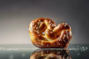 AI generated Closeup freshly pretzel. Generate AI photo