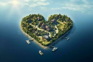 AI generated Lush Heart island shape summer. Generate Ai photo