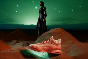 AI generated Bright shoes alien mars ufo. Generate ai photo