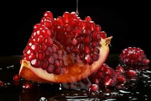 AI generated Refreshing Juicy pomegranate slice. Generate Ai photo