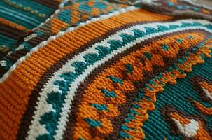 AI generated Crochet colorful carpet. Generate AI photo