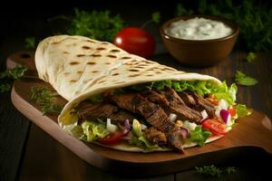 AI generated Tender Fresh donner grilled food. Generate Ai photo