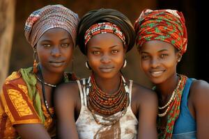 ai generado florido africano mujer tradicional paño. generar ai foto