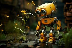 AI generated Adorable Little cute domestic robot. Generate Ai photo