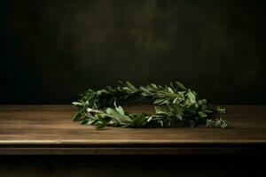 AI generated Antique Golden laurel table. Generate Ai photo
