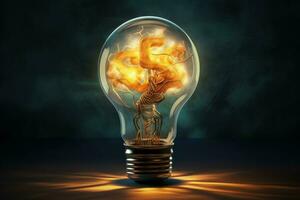 AI generated Ingenious Lightbulb brain creative. Generate Ai photo