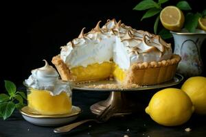 AI generated Delectable Lemon meringue pie in sunlight. Generate ai photo