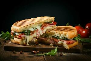 ai generado sabroso italiano panini emparedado. generar ai foto