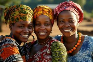 ai generado distintivo africano mujer tradicional paño. generar ai foto