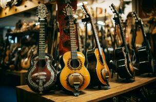 AI generated Harmonious Local wooden music instruments. Generate ai photo