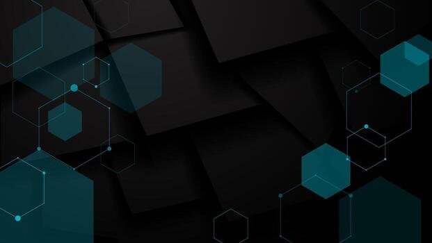 technology hexagonal background on top of a pile of metal plates vector