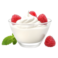 AI generated Whipped Cream Bowl with Strawberries on Transparent background - Ai Generated png