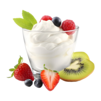 ai generado azotado crema cuenco con fresas en transparente antecedentes - ai generado png