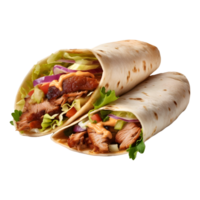 ai genererad kyckling friterad slå in eller shawarma på transparent bakgrund - ai genererad png