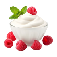 AI generated Whipped Cream Bowl with Strawberries on Transparent background - Ai Generated png