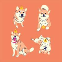 linda shiba perro vector diseño colección conjunto