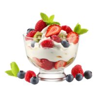 AI generated Whipped Cream Bowl with Strawberries on Transparent background - Ai Generated png