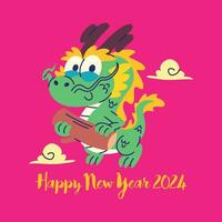 WOOD DRAGON CHINESE NEW YEAR 2024 VECTOR DESIGN