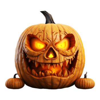 ai generiert Grusel Orange Kürbis auf transparent Hintergrund - - ai generiert png