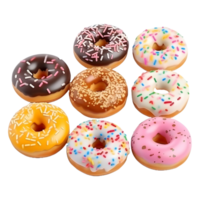 ai gegenereerd smakelijk donuts met chocola Aan het Aan transparant achtergrond - ai gegenereerd png