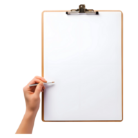 AI generated White Paper Board With Writing Hand on Transparent background - Ai Generated png