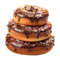 ai gegenereerd smakelijk donuts met chocola Aan het Aan transparant achtergrond - ai gegenereerd png