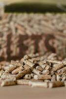 Pile of pellets with bag of granules in the background photo