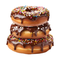 ai gegenereerd smakelijk donuts met chocola Aan het Aan transparant achtergrond - ai gegenereerd png