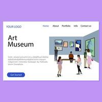 Art museum landing page, gallery exhibition homepage. Vector museum exhibition page, art gallery website illustration
