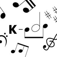 K-pop music style. Simple art banner with musical notes. Vector korean kind of music, kpop style oriental illustration