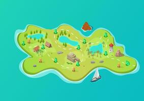 Isometric map for a mobile game vector