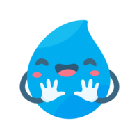 Cute water drop cartoon characters in various poses Providing knowledge to reduce water use png