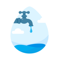 Wasserhahn mit Wasser Tropfen fallen auf das Erde Wasser Ressource Erhaltung Konzept png