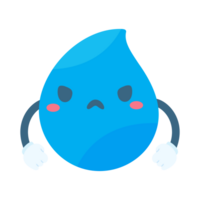 Cute water drop cartoon characters in various poses Providing knowledge to reduce water use png