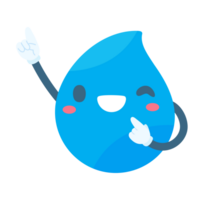 Cute water drop cartoon characters in various poses Providing knowledge to reduce water use png