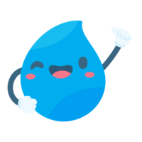 Cute water drop cartoon characters in various poses Providing knowledge to reduce water use png