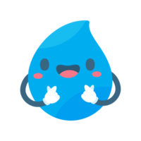 Cute water drop cartoon characters in various poses Providing knowledge to reduce water use png