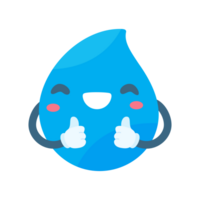 Cute water drop cartoon characters in various poses Providing knowledge to reduce water use png