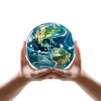 AI generated Hands holding earth isolated on transparent background png