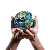 AI generated Hands holding earth isolated on transparent background png