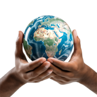 AI generated Hands holding earth isolated on transparent background png