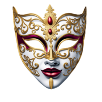 AI generated A white and gold Venetian carnival mask, PNG file