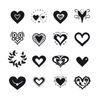 Heart icon set silhouette Valentine's Day PNG file