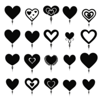 Heart icon set silhouette Valentine's Day PNG file